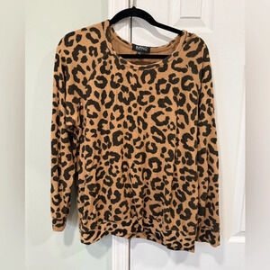 Buffalo David Bitton Leopard Sweater Women’s XL long sleeve crew neck